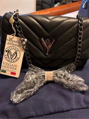 Valentino Orlandi Black Quilted Black with Gun Metal Hardware